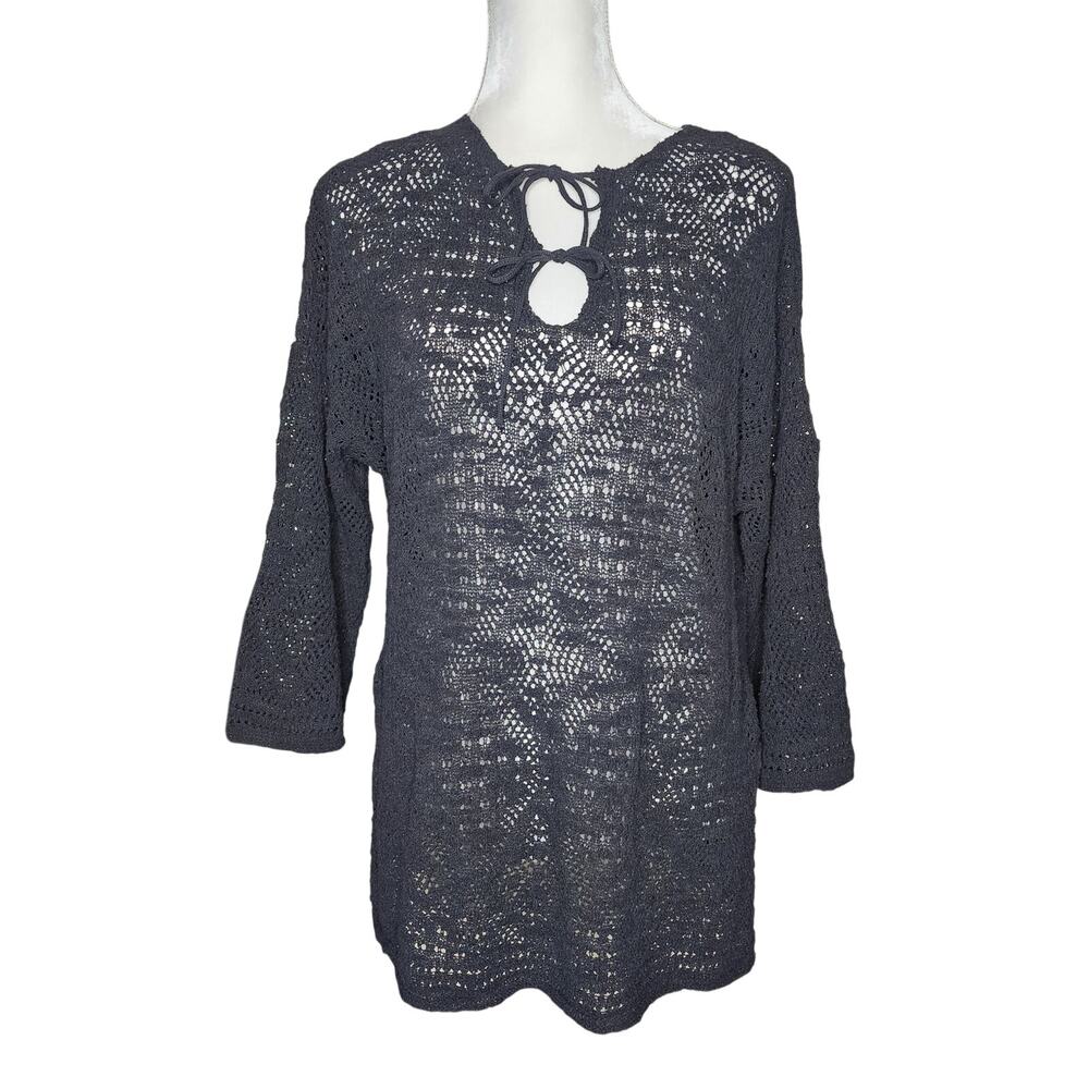Zara Black Boho 3/4 Sleeve Sweater Tunic Women's Size Small
